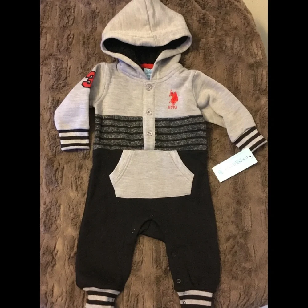 🪷 NWT Infant US Polo One-Piece W/Hood Sz 6-9months